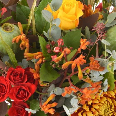 Florist seasonal selection cut flowers gift wrap