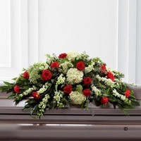 Mixed Casket Spray   Red and Green *
