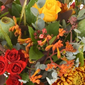 Florist seasonal selection cut flowers gift wrap